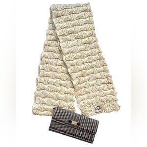 UGG Cable Knit Chunky Scarf Fringe BEIGE Textured 55”(L)